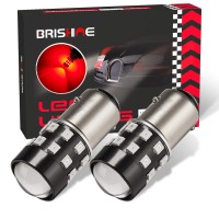 Brishine Super Bright 1157 2057 2357 7528 Bay15D Led Bulbs Brilliant Red 9-30V Non-Polarity 24-Smd Led Chipsets With Projector For Brake Tail Lights, Turn Signal Lights(Pack Of 2)