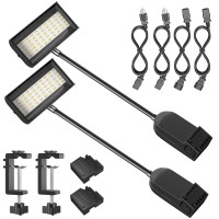 Hitlights Trade Show Lights Led Display And Exhibit Arm Lighting, Connectable Tradeshow Lights Included Clamps, Mounting Brackets, Power Cables, Connect Cables (2Pcs Black)