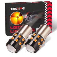 Brishine Super Bright 1156 7506 Ba15S 1073 1141P21W Led Bulbs Amber Yellow 9-30V Non-Polarity 24-Smd Led Chipsets With Projector For Turn Signal Lights, Side Marker Lights(Pack Of 2)