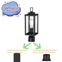 Wisbeam Outdoor Post Light Pole Lantern E26 Base 60W Max Metal Housing Plus Glass Etl Qualified Bulbs Not Included