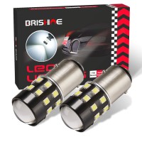 Brishine Super Bright 1157 2057 2357 7528 Bay15D Led Bulbs 6000K Xenon White 24-Smd Led Chipsets With Projector For Backup Reverse Lights, Brake Tail Parking Lights, Daytime Running Lights(Pack Of 2)