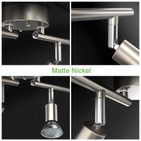 Unicozin Led 4 Light Track Lighting Kit, Matt Nickel 4 Way Ceiling Spot Lighting, Flexibly Rotatable Light Head, Modern Track Light Included 4 X Led Gu10 Bulb (4W, Daylight White 5000K, 400Lm)