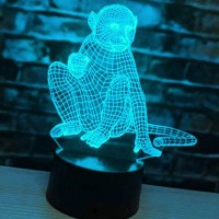 Jinnwell 3D Monkey Night Light Lamp Illusion Led 7 Color Changing Touch Switch Table Desk Decoration Lamps Gift With Acrylic Fla