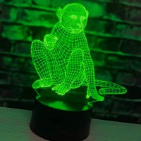 Jinnwell 3D Monkey Night Light Lamp Illusion Led 7 Color Changing Touch Switch Table Desk Decoration Lamps Gift With Acrylic Fla