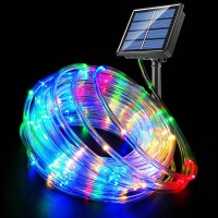 Fatpoom Solar Lights Rope Lights Solar Powered String Lights 40Ft 120 Leds 8 Modes Fairy Lights Outdoor Decoration Lighting For Garden Patio Party,Weddings,Christmas D?Cor Multi-Color