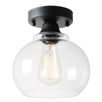 Viluxy Semi Flush Mount Ceiling Light, Industrial Clear Glass Shade Light Fixtures Ceiling For Hallway, Schoolhouse, Entryway, Kitchen, Dining Room, Laundry Room