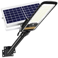 Ruokid Solar Street Lights Outdoor Lamp, 15000Lm Ip67 Waterproof Light With Anti Broken Remote Control Mounting Bracket, Dusk To Dawn Security Led Flood Light For Yard, Garden, Etc.