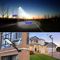 Ruokid Solar Street Lights Outdoor Lamp, 15000Lm Ip67 Waterproof Light With Anti Broken Remote Control Mounting Bracket, Dusk To Dawn Security Led Flood Light For Yard, Garden, Etc.