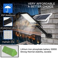 Ruokid Solar Street Lights Outdoor Lamp, 15000Lm Ip67 Waterproof Light With Anti Broken Remote Control Mounting Bracket, Dusk To Dawn Security Led Flood Light For Yard, Garden, Etc.