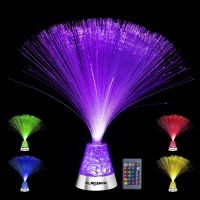 Playlearn 14A Led Fiber Optic Lamp With Remote - Usbbattery Powered - Color Changing Crystal Base - Fiber Optic Light Sensory Lamp