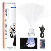 Playlearn 14A Led Fiber Optic Lamp With Remote - Usbbattery Powered - Color Changing Crystal Base - Fiber Optic Light Sensory Lamp