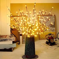 Lighted Twigs - 60 Led Waterproof & Battery Operated Branch Lights For Vases, Magical Light Up Twigs For Create Christmas Ambience And Lighting Up Dark ( 3 Pack, Warm Yellow )