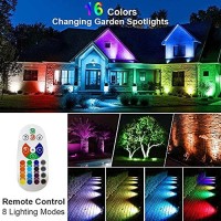 Lysed Rgb Outdoor Spotlight 10W Led Color Changing Landscape Lights Low Voltage 12V Landscape Lighting,Remote Control Spotlights Waterproof For Yard Garden, 8 Pack