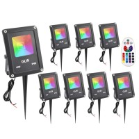 Glw 10W Low Voltage Landscape Lighting Rgb Color Changing Led Landscape Lights Remote Control Waterproof Garden Patio Spotlight Decorative Lamp For Outdoor Indoor(8 Pack/No Plug)