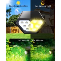 Biling Solar Spot Lights Outdoor, 2-In-1 Solar Landscape Lights 12 Led Bulbs Solar Powered Lights Ip67 Waterproof Adjustable Wall Light For Patio Pathway Yard Garden Driveway Pool - Warm White