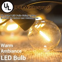 Abeja 25 Feet Outdoor String Lights G40 Led Globe Patio Lights With 25 Shatterproof Bulbs 2 Spare Led String Lights Commercia