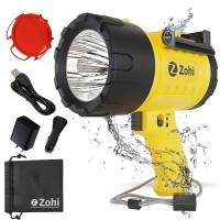 Zohi Waterproof Rechargeable Spotlight - Led Super Bright Flashlight - Usb Output Phone Charger, Rechargeable Searchlight, Boat Spot Light, Led Spotlight Torch, 1500Lumen Handheld Powerful Flashlights