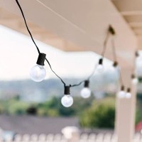 25 Ft Outdoor Led String Lights With 25 Shatterproof G40 Led Clear Globe Bulbs, Edison Vintage Bulbs Hanging Sockets, Decorative Lighting For Caf