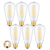 Crlight 8W Dimmable Led Edison Bulb 3000K Soft White, 70W Equivalent 700 Lumens, E26 Medium Base Vintage Style St64 Frosted Glass Lengthened Filament Led Light Bulbs, Smooth Dimming Version, 6 Pack