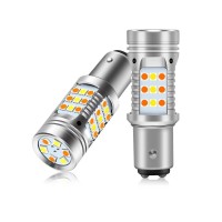 1157 Led Bulbs Error Free Canbus Built-In Resistor, Dual Color, Plug N Play, 360 Luminous, Amber Turn Signal Light, White Side Light 1157 12V 42 Led, 2Pc Pack Switchback Led Bulb (1157 42-Smd)