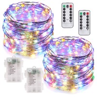 Mumuxi Fairy Lights With Remote Set Of 2 33 Ft 100 Led Battery Operated Christmas Lights 8 Modes Twinkle Lights With Timer