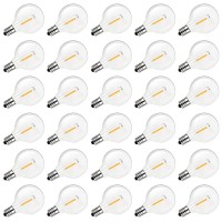 Abeja G40 Led Replacement Bulbs, 0.6W Shatterproof Energy-Saving Bulbs E12 Screw Base Led Globe Bulbs Light For Outdoor String Lights, 1.5 Inch Dimmable Light Bulb, Warm White (25 Pack)