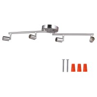 Aiboo 4-Light Adjustable Dimmable Track Lighting Kit, Flexible Foldable Arms,Satin Nickel Kitchen,Hallyway Bed Room Lighting Fixture, Gu10 Base Bulbs Not Included