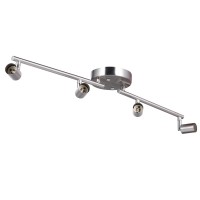 Aiboo 4-Light Adjustable Dimmable Track Lighting Kit, Flexible Foldable Arms,Satin Nickel Kitchen,Hallyway Bed Room Lighting Fixture, Gu10 Base Bulbs Not Included