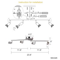 Aiboo 4-Light Adjustable Dimmable Track Lighting Kit, Flexible Foldable Arms,Satin Nickel Kitchen,Hallyway Bed Room Lighting Fixture, Gu10 Base Bulbs Not Included