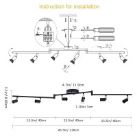 Aiboo 6-Light Adjustable Dimmable Track Lighting Kit, Flexible Foldable Arms, Matt Black Color Perfect For Kitchen,Hallyway Bed Room Lighting Fixture, Gu10 Base Bulbs Not Included