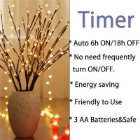 Amars 3Pcs Lighted Artificial Led Branch Lights With Timer Battery Operated Fairy Spirit Decorative Twig Tree Decorations For Home Living Room Vase Christmas (29Inch, Auto 6H On/18H Off, Warm White)