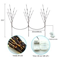 Amars 3Pcs Lighted Artificial Led Branch Lights With Timer Battery Operated Fairy Spirit Decorative Twig Tree Decorations For Home Living Room Vase Christmas (29Inch, Auto 6H On/18H Off, Warm White)