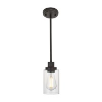 Melucee 1Light Glass Pendant Light Industrial Edison Style Oil Rubbed Bronze Finish Kitchen Island Lighting Hanging Lamp For D