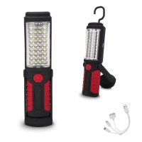 Hedaqi Rechargeable Work Light Portable Led Multi-Use Magnetic Flashlight With Hanging Hook, Waterproof Work Flashlight For Car Repair Household Blackout And Emergency(Red)