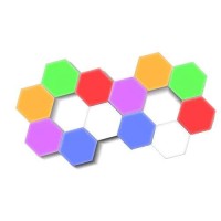 Clearon (12 Pack) Led Hexagon Lights - Bright Colorful Led Lamp Modular Touch Sensitive Lightinghexagon Wall Led Light Kit,Touchpad Switch, Magnetic & Reusable -(12 Pack)