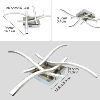 Dllt 4-Light Modern Led Ceiling Light, 18W Curved Design Ceiling Lamp Fixture Brushed Nickel, 3000K 1650Lm Flush Mount Ceiling Lights For Kitchen/Hallway/Bedroom/Living Room, Warm Light