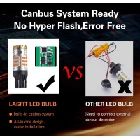 Lasfit 7443 Led Bulb 7443Na 7444 7444Na Turn Signal Light Amber Only Canbus Error Free Anti Hyper Flash Built-In Load Resistor Max 2600Lm (2Pcs)