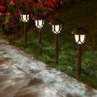 Excmark 10 Pack Solar Lights Outdoor Decorative, Solar Pathway Lights Outdoor, Solar Powered Garden Yard Lights For Walkway Sidewalk Driveway.