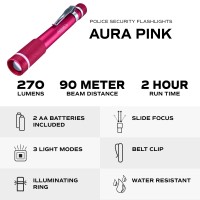 Police Security Aura Penlight Flashlight 270 Lumens 90 Meter Beam Distance Ultrabright Water Resistant Durable Compact