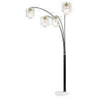 Benjara Modern Metal Arch Lamp With 4 Lights And Marble Base, Black And Gold