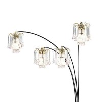 Benjara Modern Metal Arch Lamp With 4 Lights And Marble Base, Black And Gold