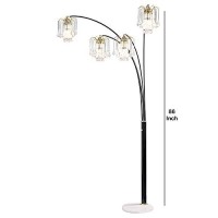 Benjara Modern Metal Arch Lamp With 4 Lights And Marble Base, Black And Gold