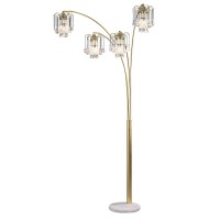 Benjara Modern Metal Arch Lamp With 4 Lights And Marble Base, Gold