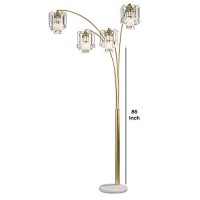 Benjara Modern Metal Arch Lamp With 4 Lights And Marble Base, Gold