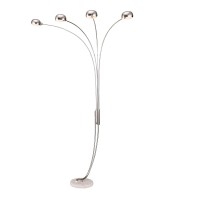 Benjara Modern Metal Arch Lamp With 4 Lights And Marble Base, Silver