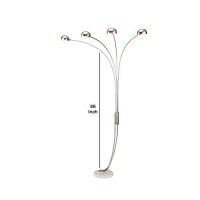 Benjara Modern Metal Arch Lamp With 4 Lights And Marble Base, Silver