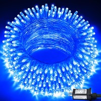 Jmexsuss 33Ft 100 Led Blue Lights For Christmas Tree Decor, 8 Modes Blue Christmas Lights Indoor Outdoor Waterproof Plug In, Clear Wire Blue Fairy String Lights For Tree, Xmas, Party, Garden