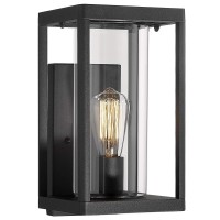 Beionxii Dusk To Dawn Outdoor Wall Sconces Modern Exterior Porch Light Wall Mount Lantern Black Cast Aluminum Wclear Cylinder