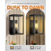 Beionxii Dusk To Dawn Outdoor Wall Sconces Modern Exterior Porch Light Wall Mount Lantern Black Cast Aluminum Wclear Cylinder