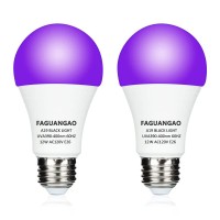 Faguangao Led Black Light Bulb,12W(100Watt Equivalent) A19 Uv Blacklight Bulb,120V,Uva Level 390-400Nm,E26 Medium Base,Glow In The Dark For Blacklight Party,Fluorescent Poster,Neon Glow(2 Pack)